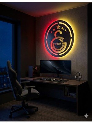 Sarı Kırmızı LED Işıklı Taraftar Tablosu - Adaptörlü ve Anahtarlı Duvar Dekoru