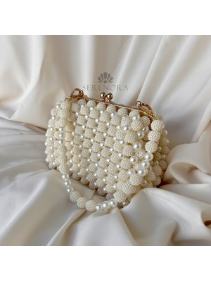 Serenora Kadın Beyaz Incili Abiye El Çantası - Düğün ve Davet