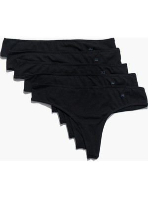 Paul Kenzie 5'li Kadın String Külot - All Black