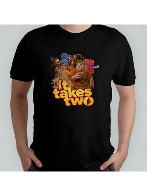 Pixxa It Takes Two Unisex %100 Pamuklu Bisiklet Yaka T-Shirt Model 2