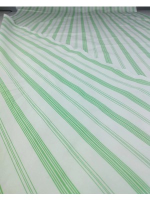 Kumaş Parça Yeşil Beyaz Çizgili Poplin Kumaş En: 150CM