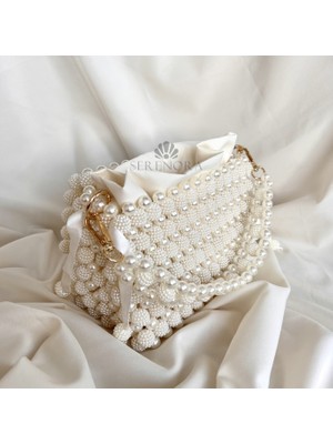 Serenora Kadın Beyaz Incili Abiye El Çantası - Düğün ve Davet