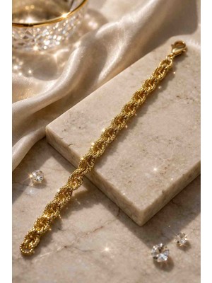 Xuping Altın Kaplama Örgü Zincir Bileklik | Işıltılı Şık Kadın Bileklik Premium Tasarım