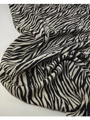 Kumaş Parça Zebra Desen Maroken Viskon Kumaş (En 140 cm x Boy 245 Cm)
