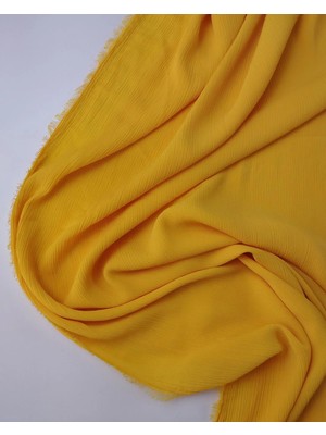 Kumaş Parça Sarı Renkte Kırinkıl Şifon Kumaş 145X220CM