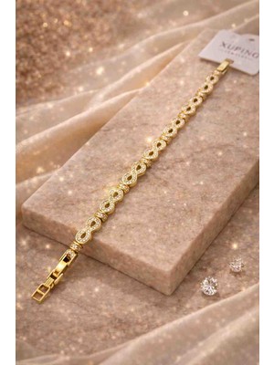 Xuping Sonsuzluk Figürlü Taşlı Altın Kaplama Bileklik | Işıltılı Zarif Kadın Bilekliği