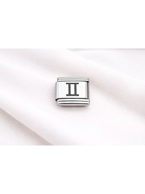 Paxteks Çelik Nomination Charm Ikizler Burcu | Paslanmaz Çelik Bileklik Charmı | Burç Temalı Şık Takı