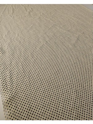 Kumaş Parça Bej Üzeri Siyah Puantiyeli Bürümcüklü Jarse Kumaş 150X225CM