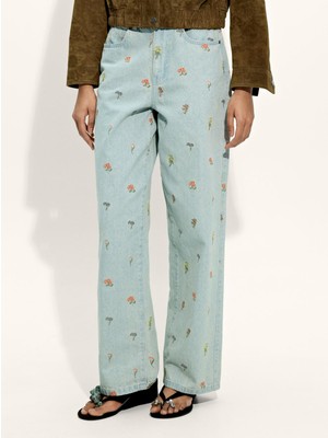 Parfois Kadın %100 Pamuk Nakışlı Kot Pantolon