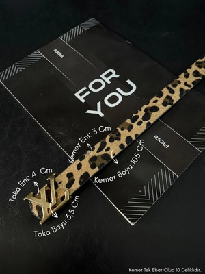 Fiori 3 cm Yazılı Tokalı Kadın Pantolon Kemeri, Ceket Kemeri, Elbise Kemeri, Gömlek Kemeri