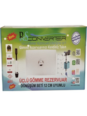 RS Converter Rsconverter Gömme Rezervuar Üçlü Dönüşüm Seti Tamir ve Değişim Kiti 12 cm Gömme Rezervuarlar Için Uyumludur