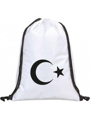 Hero Tasarım Ay Yıldız Türk Bayrağı - Ipli Spor Sırt Çantası - Günlük - Okul 35*45CM One Size | HR1032
