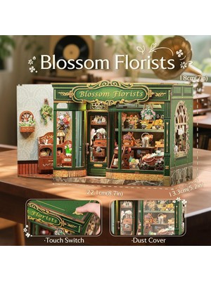Cutebee Blossom Florists - Book Nook Kit – Ahşap Minyatür Ev Kitap Desteği 3D Yapboz Çiçekli Köşe Tasarımı | Kitaplık, Okuma Köşesi Için Kendin Yap El Yapımı Dekorasyon | (CWGB403) Blossom Florists