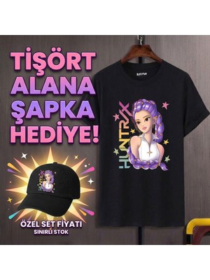 BarsDepo Huntrix Baskılı Tişört + Şapka Hediyeli Set | Premium Kalit