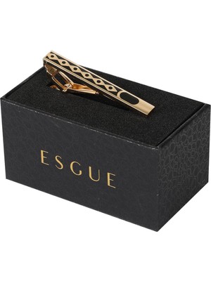 Esgue Gold Siyah Renk Oval Detaylı Şık Kravat Klipsi – KM:1259