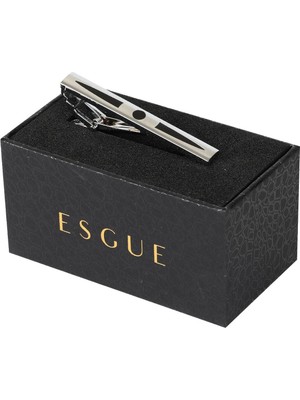 Esgue Gümüş Siyah Renk Desenli Kravat Klipsi – KM:1306