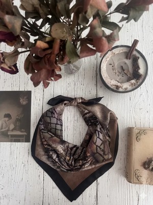 Trend Dokunuş Kadın Kahverengi Desenli Pastel Renkli Fular