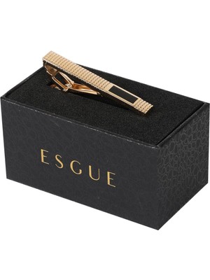 Esgue Gold Siyah Renk Minimal Dikdörtgen Modern Kravat Klipsi – KM:1252