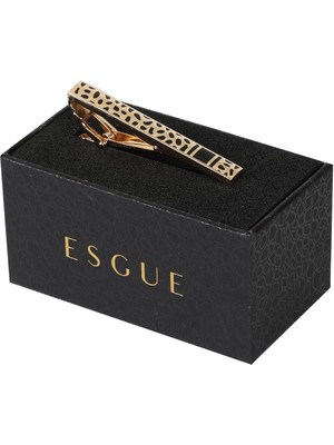 Esgue Gold Siyah Renk Nokta Desenli Modern Kravat Klipsi – KM:1267
