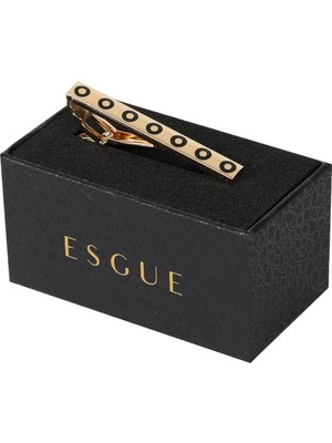 Esgue Gold Siyah Renk Yuvarlak Motifli Şık Kravat Klipsi – KM:1268