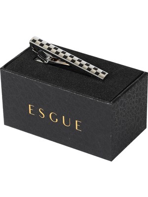Esgue Gümüş Siyah Renk Minimal Kare Detaylı Kravat Klipsi – KM:1301
