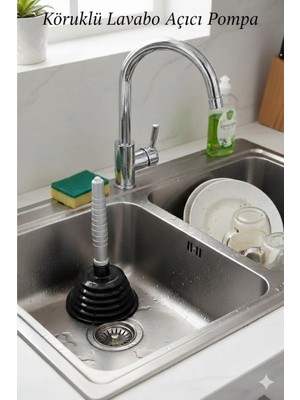 Raakmadezanmir 1 Adet Banyo Mutfak Lavabo Açma Pompası Körüklü Lavabo Açıcı Pompa 25 cm (1 Adet)