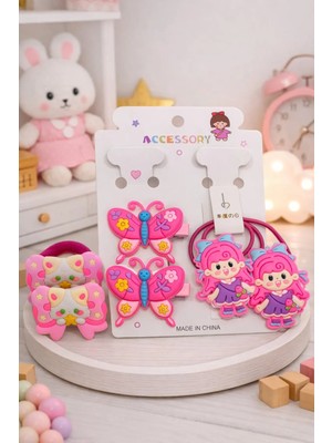 Nati Co Sevimli Figürlü Kız Çocuk Toka, Pens ve Lastik Aksesuar Seti