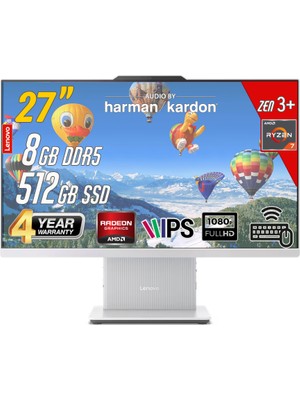 Lenovo Ideacentre 27ARR9 Amd Ryzen 7-7735HS 8gb 512GB 27 Fhd Freedos Beyaz All In One Bilgisayar