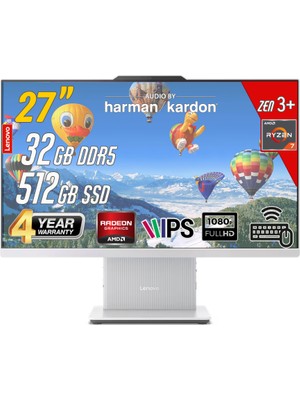 Lenovo Ideacentre 27ARR9 Amd Ryzen 7-7735HS 32GB 512GB 27 Fhd Freedos Beyaz All In One Bilgisayar