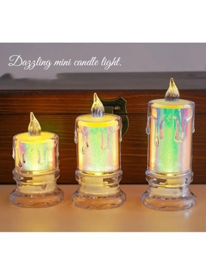 C&On Design 3'lü LED Mum Işığı Seti, Alevsiz Mumlar,dekoratif Mum Gece Işıkları,pilli Plastik Mum