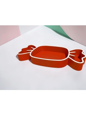 3D Tasarım Şeker Formlu Çok Amaçlı Organizer / Sunum Kabı(Kırmızı)