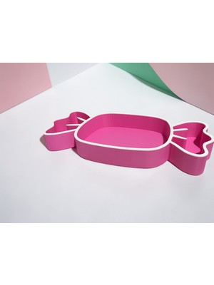 3D Tasarım Şeker Formlu Çok Amaçlı Organizer / Sunum Kabı (Pembe)