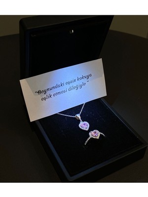 C&On Design Işıklı Kutuda Çelik Kolye Yüzük Seti Yüzüğü Sevgililer Günü