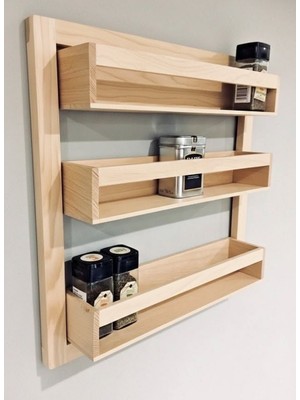 60X60 cm Ahşap Duvar Saksılık - 10 cm Raf Derinliği - 3 Katlı Dekoratif Çiçeklik ve Mutfak Rafı