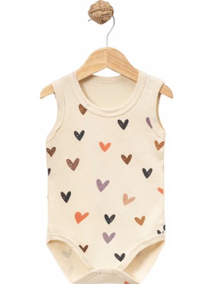 BabyToo Dijital Kalp Desenli Askılı Bebek Body Zıbın %100 Pamuk