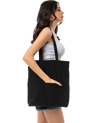 Estetik Kanvas Tote Bag - Büyük Boy Koton Bez Çanta - Minimalist Günlük Omuz Çantası
