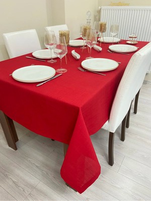 Zeren Home Elite Masa Örtüsü + Runner Takım | Lekeye Dayanıklı Kırmızı