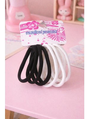 Nati Co Iz Yapmayan Kalın Saç Lastiği Siyah Beyaz Paket