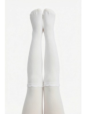 Penti Kız Çocuk Beyaz Pretty Rib Külotlu Çorap