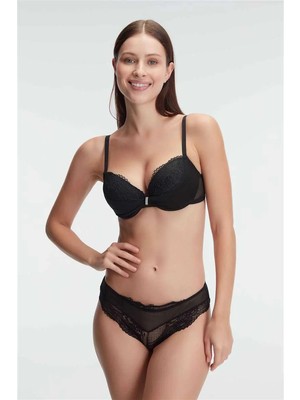 Nemere Angel Balenli Destekli Dolgulu Taşlı Dantelli Sütyen ve Slip Takım