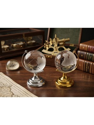 Meya Design Cam Dünya Küresi Dekoratif Obje – 8,5 x 5,5 cm
