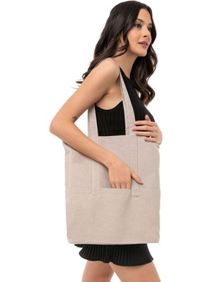 Estetik Kanvas Tote Bag - Büyük Boy Koton Bez Çanta - Minimalist Günlük Omuz Çantası