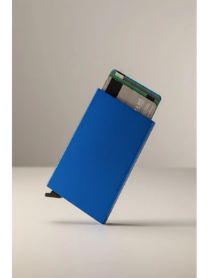 Mavi Mekanizmalı Metal Kartlık - Otomatik Kart Çıkarma Sistemli