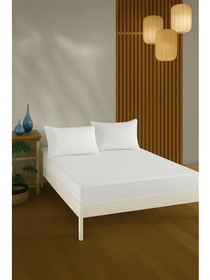 Stylmenplus %100 Pamuk Çarşaf Takımı-Beyaz