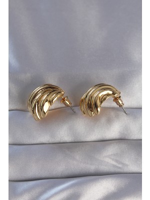 Aesco Pirinç Gold Renk Tırtıklı Bombe Model Küpe - Lisinya