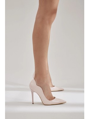 Ayakkabı Prensi Kalp Pudra Rugan Stiletto, Topuklu Ayakkabı Kadın