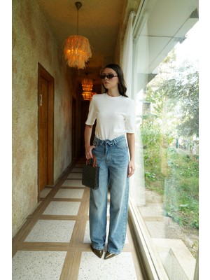 Taylan Tekstil Açık Mavi Orj Marka Wide Leg Jean