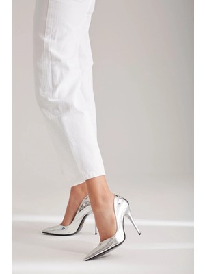 Ayakkabı Prensi Nadja Gumuş 10 cm Stiletto, Topuklu Ayakkabı Kadın