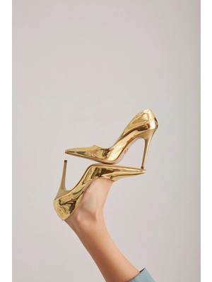 Ayakkabı Prensi Nadja Gold 10 cm Stiletto, Topuklu Ayakkabı Kadın