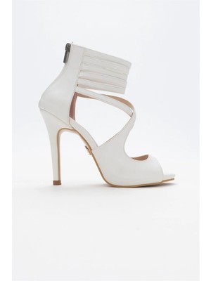 Ayakkabı Prensi Mina Beyaz Mat 10 cm   Klasik Topuklu Ayakkabı Kadın